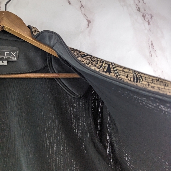 Alex Evenings Jacket Women Large Gold Sparkle Shimmer Metallic Lightweight Zip - Picture 10 of 13